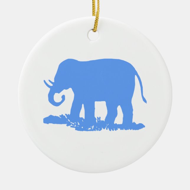 Blue Elephant Ceramic Tree Decoration (Front)