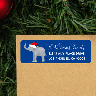 Blue Elephant Christmas Party Funny Return Address