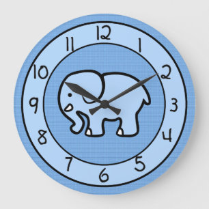 Blue Elephant Clock for Boys Bedroom