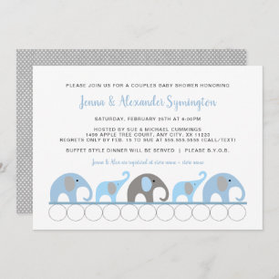 Blue Elephant Couples Baby Shower Invitation