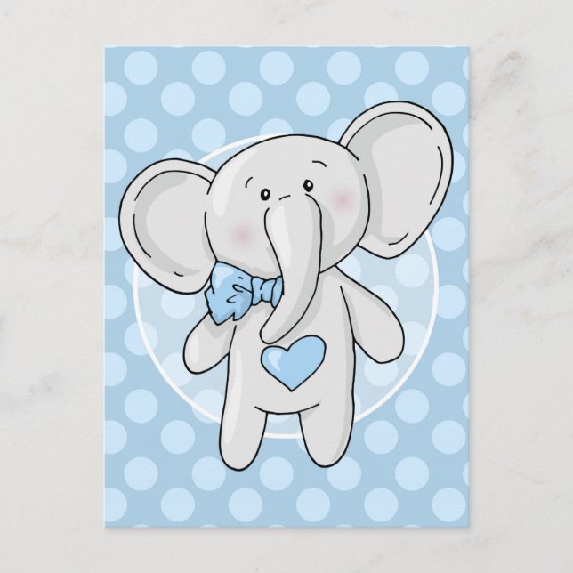 Blue Elephant - Cute Baby Boys Room Nursery Postcard (Front)