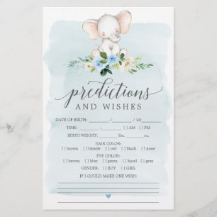 Blue Elephant Double Sided Baby Shower Games