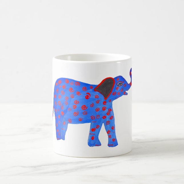 Blue Elephant Drawing Classic Mug (Center)