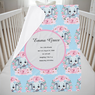 Blue Elephant Fleece Blanket