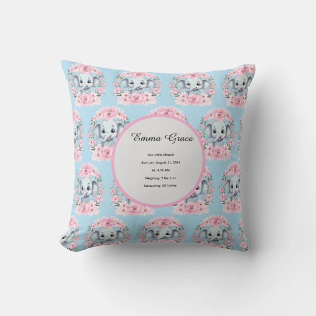 Blue Elephant Fleece Blanket Cushion (Front)