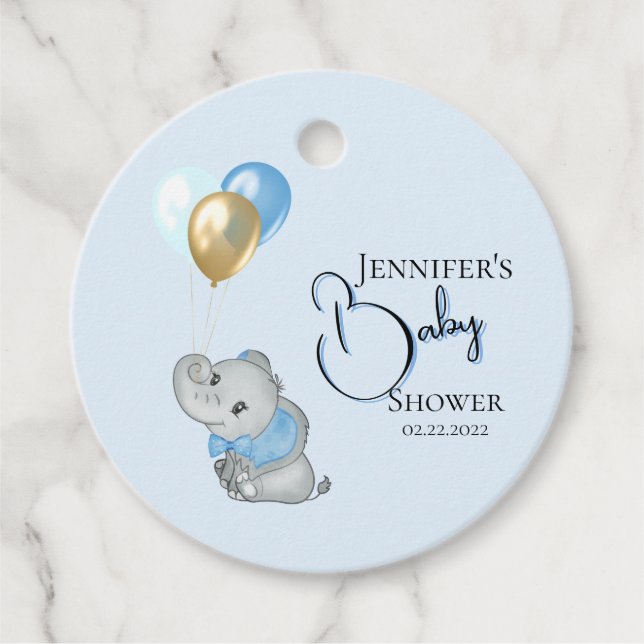 Blue Elephant Gift Tags (Front)