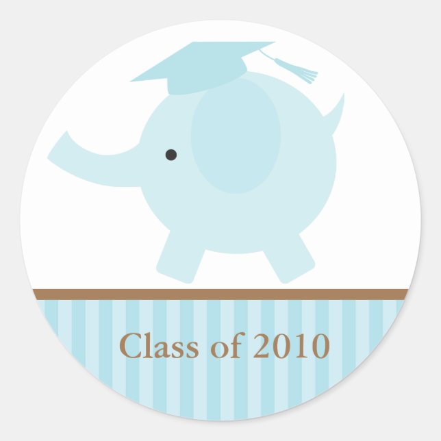 Blue Elephant Graduation Envelope Seals (Front)