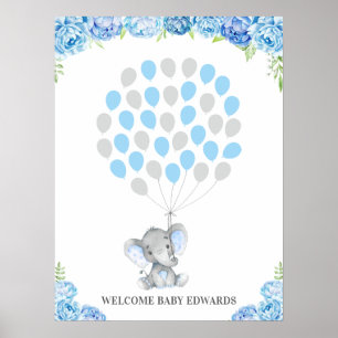 Blue Elephant Guestbook Alternative Sign Poster