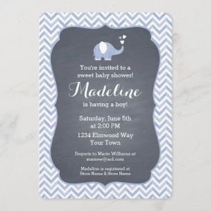 Blue Elephant Heart Invitation