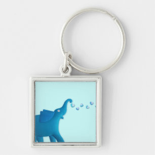 blue elephant heart key ring