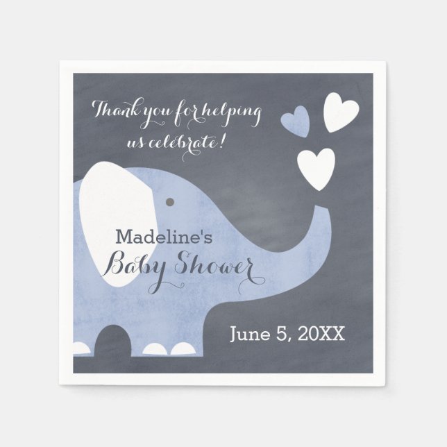 Blue Elephant Heart Napkin (Front)