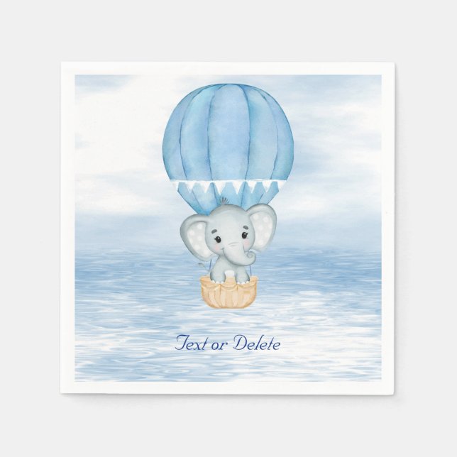 Blue Elephant Hot Air Balloon Napkins (Front)