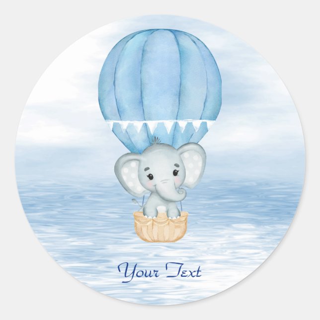 Blue Elephant Hot Air Balloon Sticker (Front)