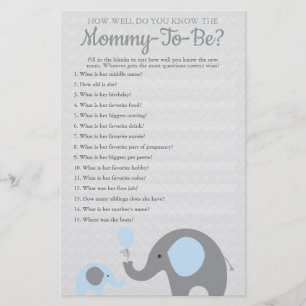 Blue Elephant How Well Do You Know The Mummy To Be Flyer