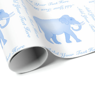 Blue Elephant - Indian Elephant - Baby Boy Wrapping Paper