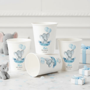 Blue Elephant It's a Boy Baby Shower Cups