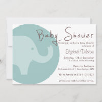 Blue Elephant It's a Boy Baby Shower Invitation