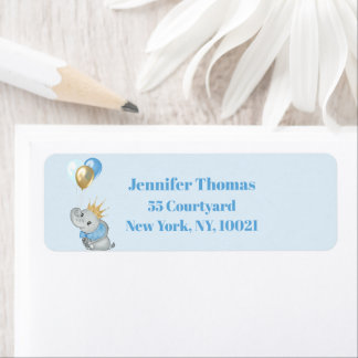 Blue Elephant Label sticker Baby shower address