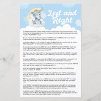 Blue Elephant Left and Right Baby Shower Game