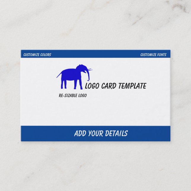 Blue Elephant Logo Business Card (Front)