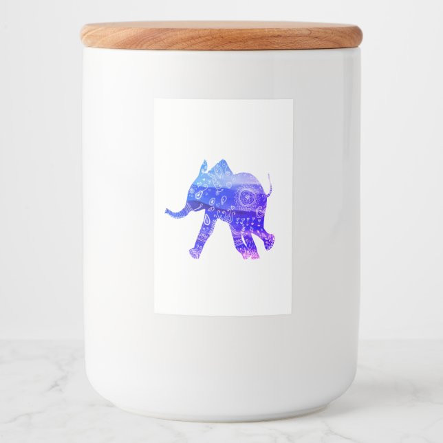 Blue Elephant Mandala  Custom Food Container Label (Front)