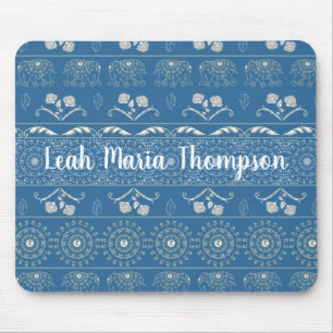 Blue Elephant Mandala Mouse Mat