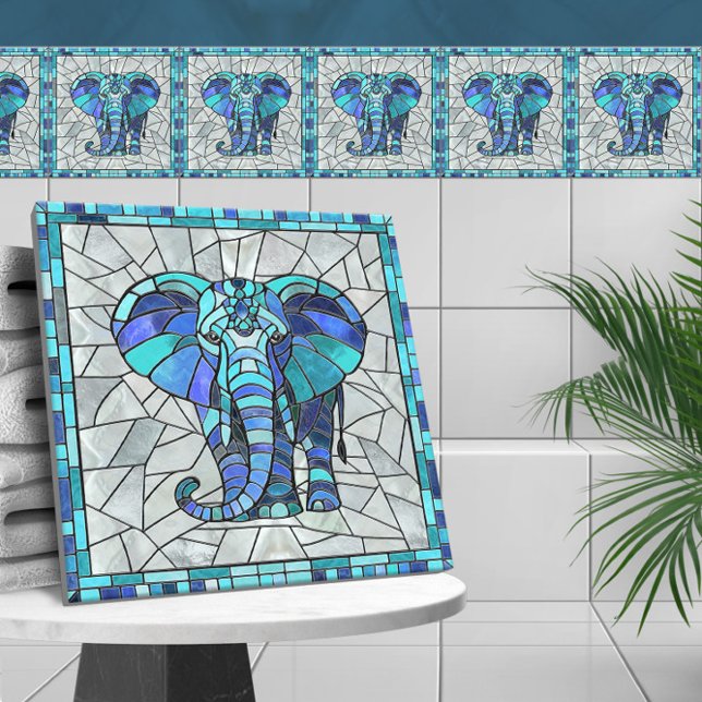 Blue Elephant mosaic art Tile (Creator Uploaded)