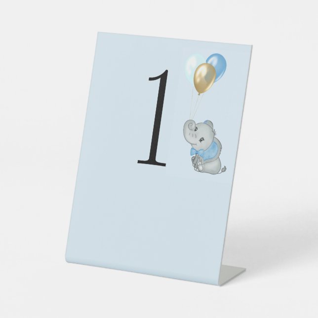 Blue Elephant Number table Pedestal sign (Front)
