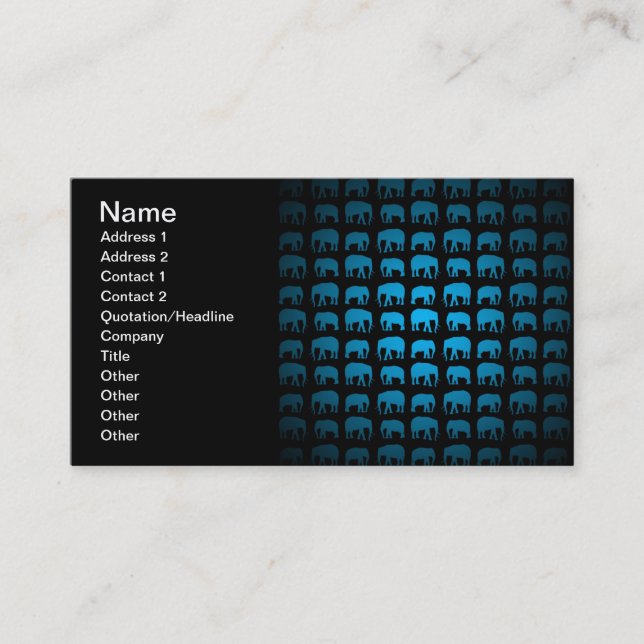Blue Elephant Pattern Business Card (Front)