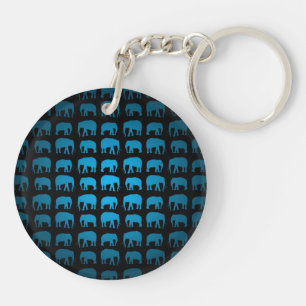 Blue Elephant Pattern Key Ring