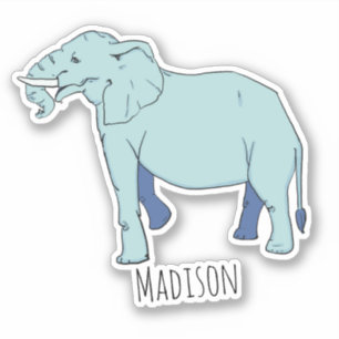 Blue Elephant Personalised Name Vinyl Sticker