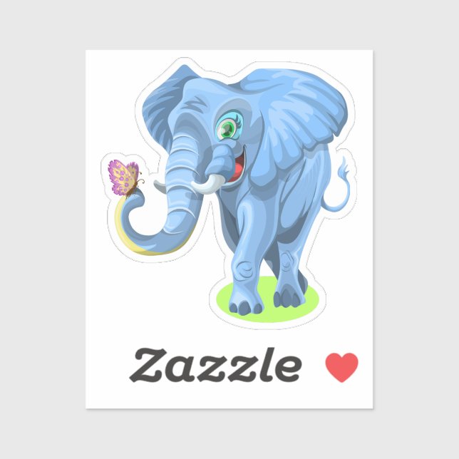 Blue Elephant Playing with Butterfly-44644 (Sheet)