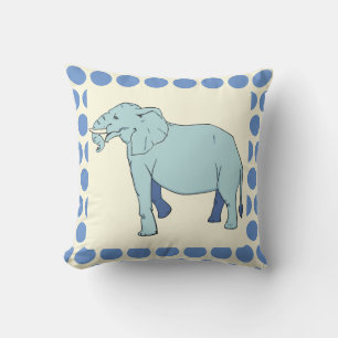 Blue Elephant Polka Dot Throw Pillow