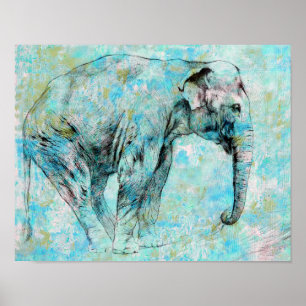 Blue Elephant Poster