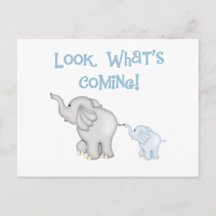 Blue Elephant Pregnancy Announcement Postcard