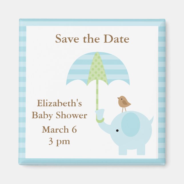 Blue Elephant Save the Date Magnets (Front)