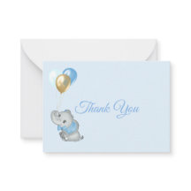 Blue Elephant Thank you Card Baby Shower