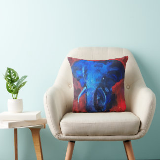 blue elephant, the image of Ganesha, bringing happ Cushion