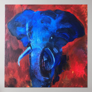 blue elephant, the image of Ganesha, bringing happ Poster