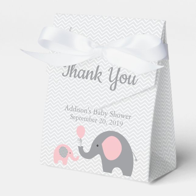 Blue Elephant Themed Baby Shower Favour Box Ribbon (Front Side)