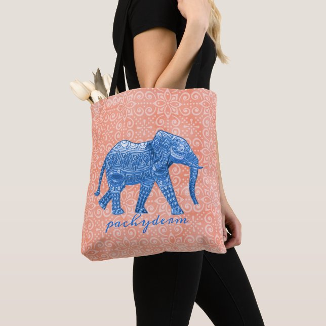 Blue Elephant Tote Bag (Close Up)
