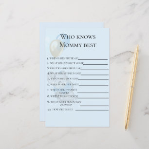 Blue Elephant Who Knows Mummy Best Babyshower game
