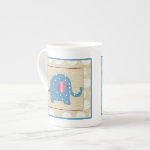 Blue Elephant with White Polka Dots Bone China Mug