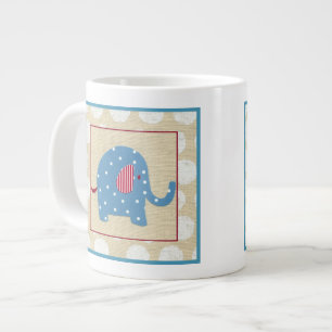 Blue Elephant with White Polka Dots Large Coffee Mug