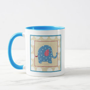 Blue Elephant with White Polka Dots Mug