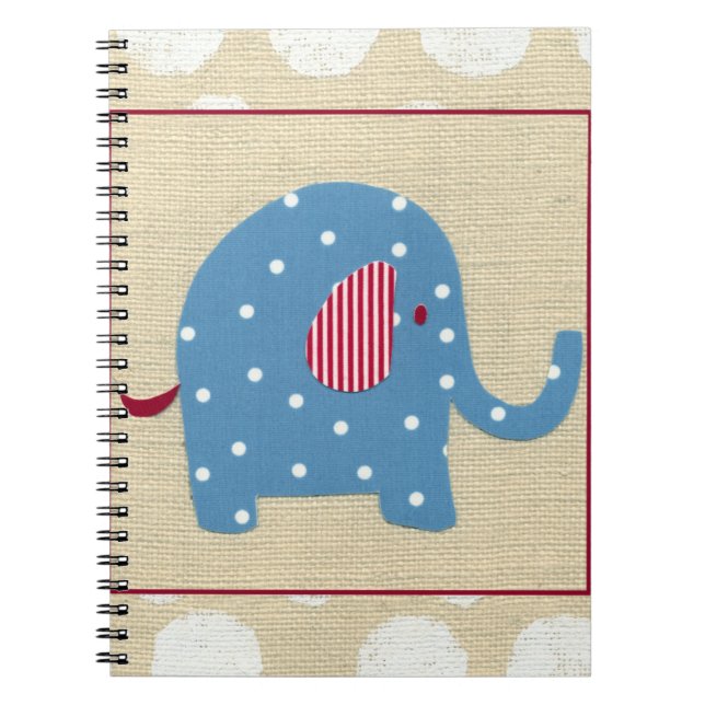 Blue Elephant with White Polka Dots Notebook (Front)