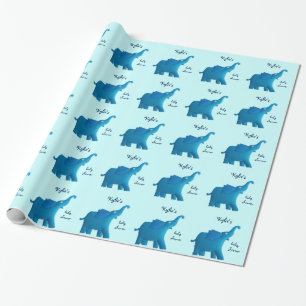 blue elephant wrapping paper