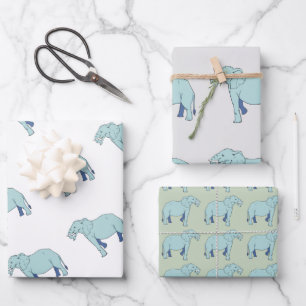 Blue Elephant  Wrapping Paper Sheet