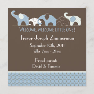 Blue Elephants Baby Announcement