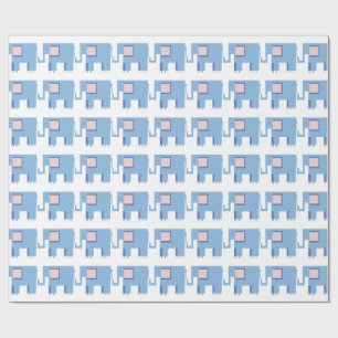Blue elephants baby boy giftwrap wrapping paper